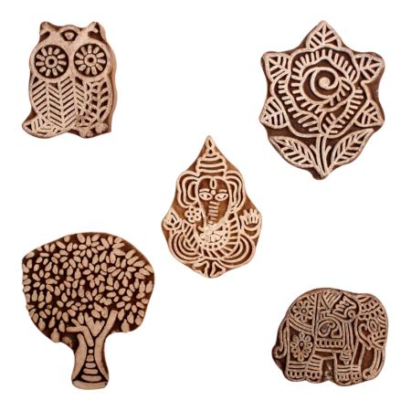 Set of 5 Piece New Mix Wooden Printing Block